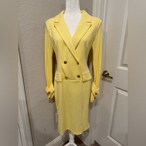 NWT Yellow Double-Breasted Blazer Dress
